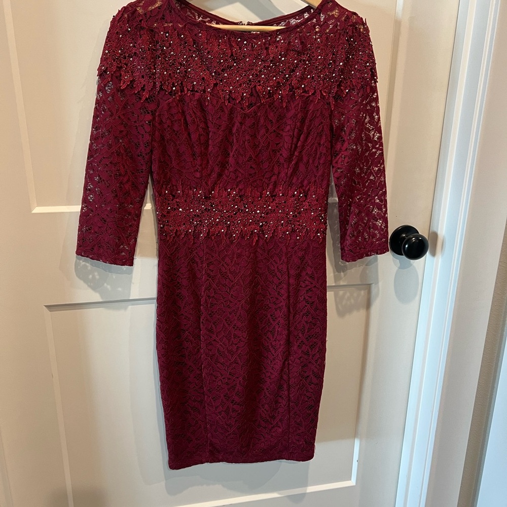 Elegant Burgundy Lace Dress